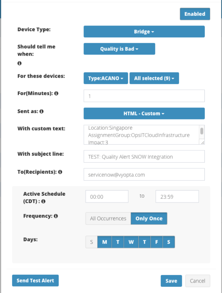 vAnalytics Video, Alert Creation Sample Image