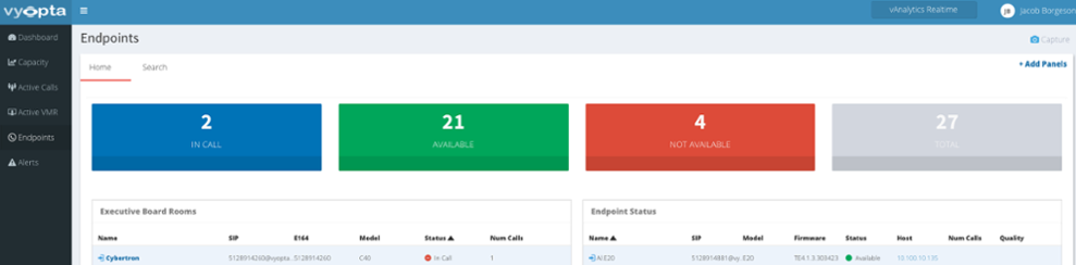 vAnalytics Video, Endpoints Summary Image