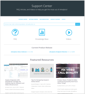 Vyopta Support Center and Release Notes