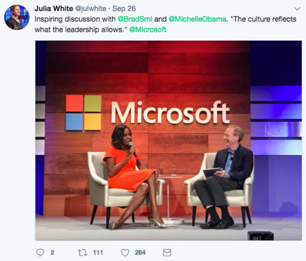 Microsoft Ignite tweet by Julia White