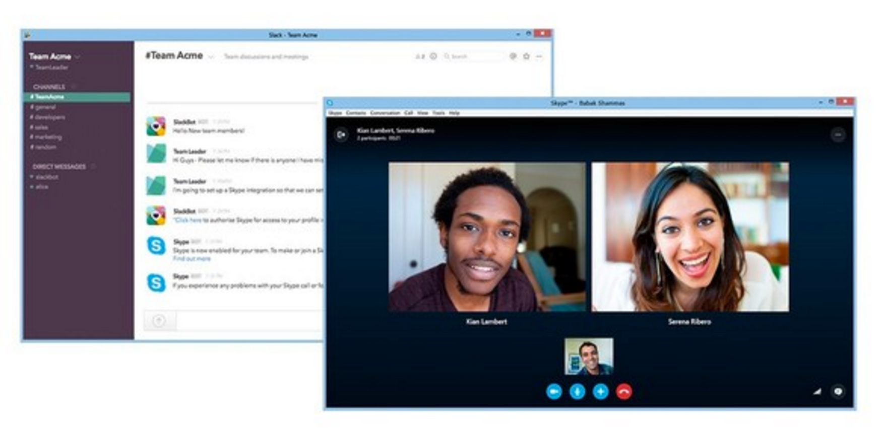 Slack video conferencing screen shot