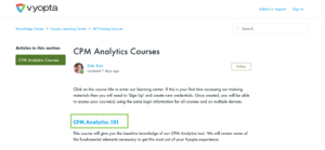 CPM Analytics Course